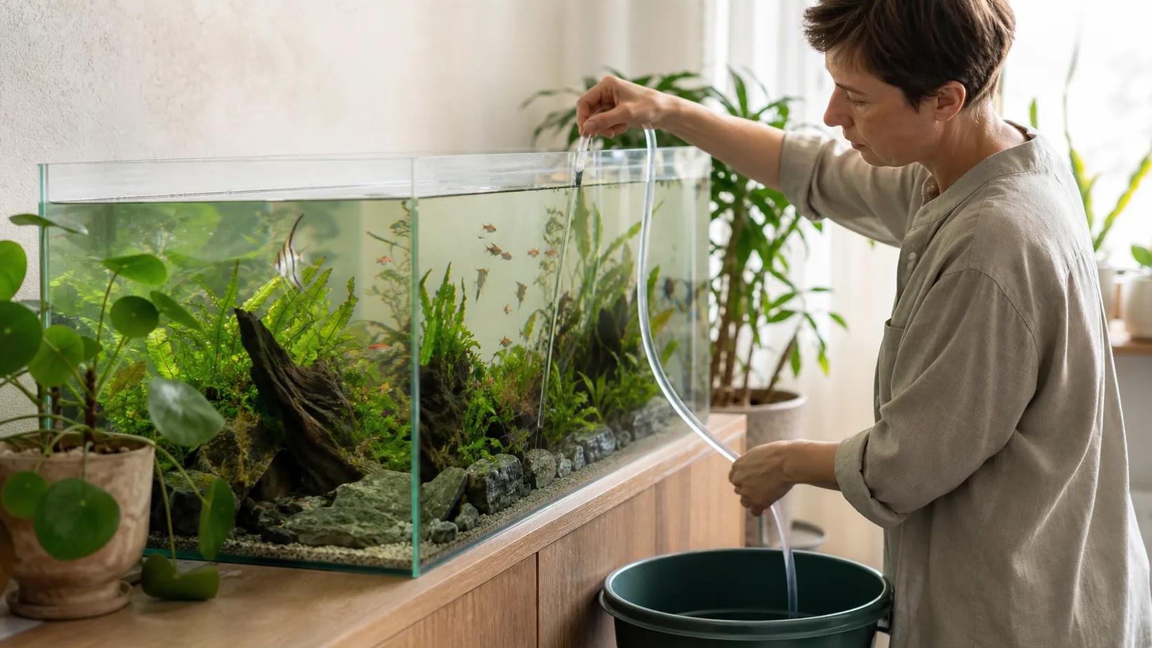 Wasserpflege im Aquarium im passenden Tieralltag